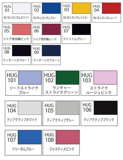 Mr Hobby Aqueous HUG Colour Chart