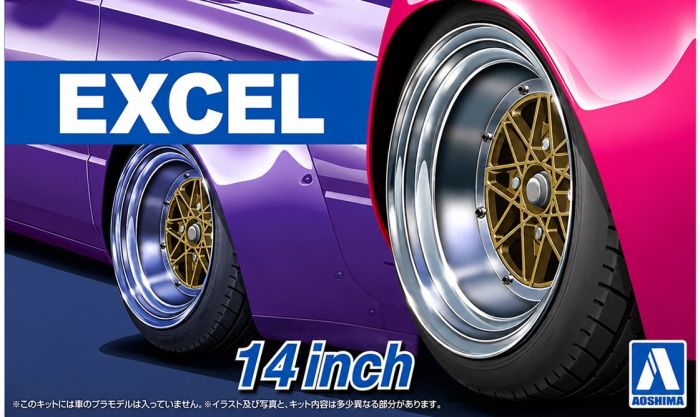 Aoshima 1/24 Excel 14 Inch 4pc Wheel & Tyre Set
