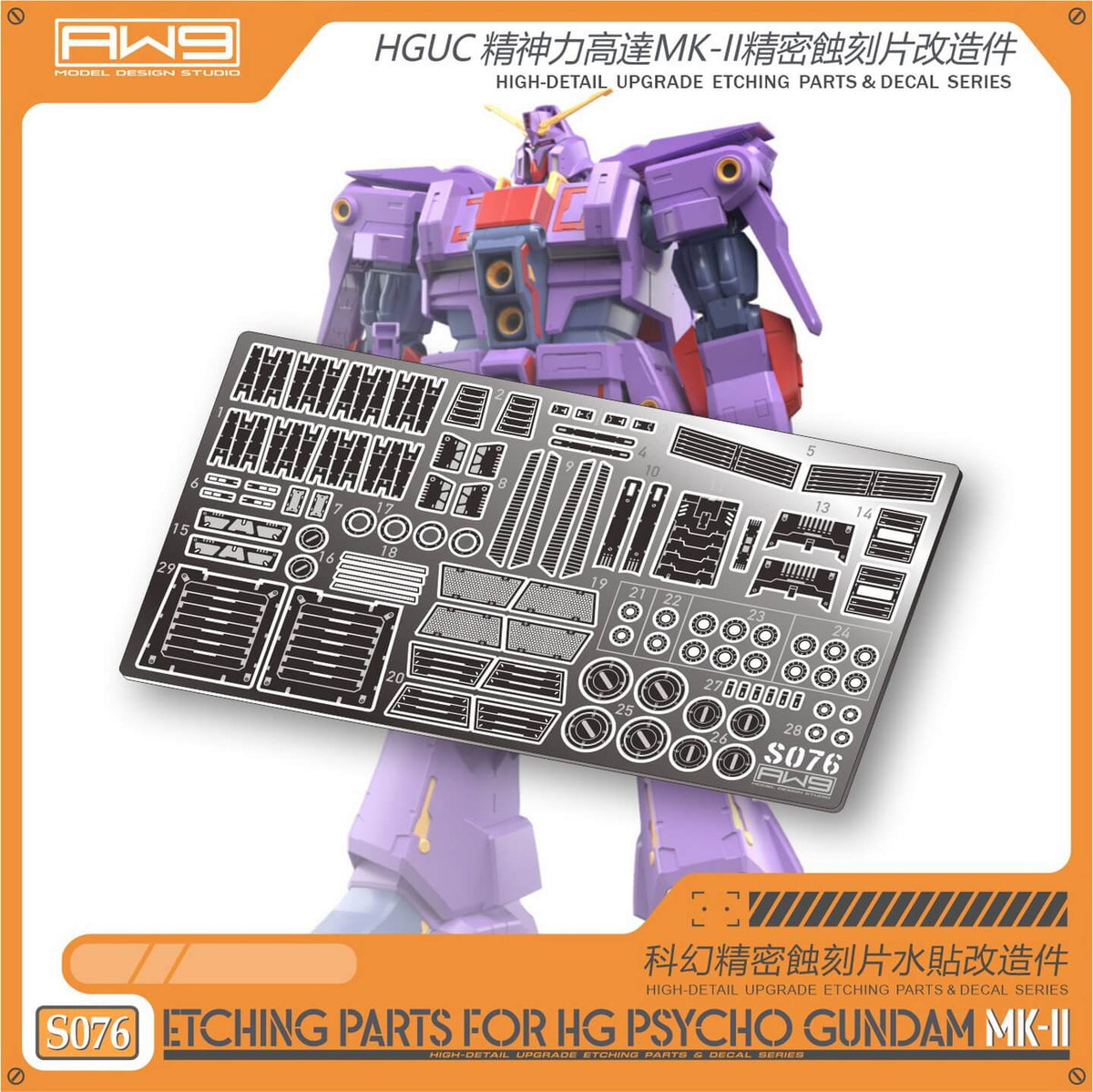 AW9 S76 photo-etched parts with decals for 1/144 HG MRX-010 Psycho Gundam MK-II