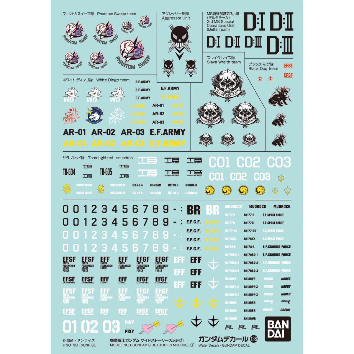 Gundam Decal No.136 Mobile Suit Gundam Side Stories 1