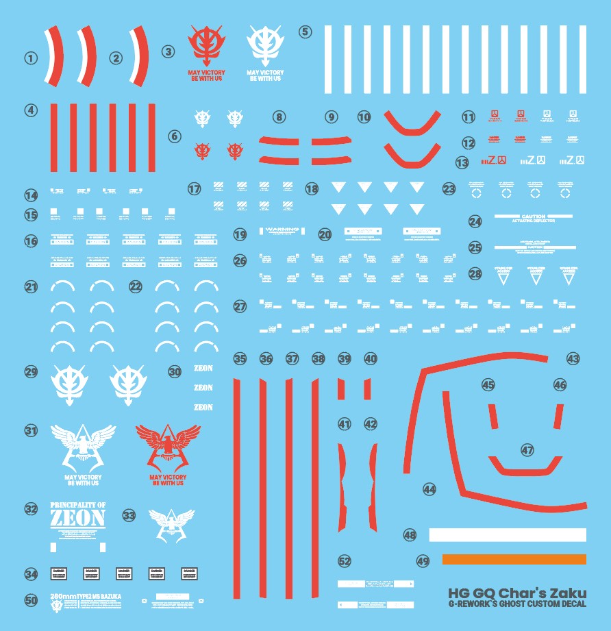 G-Rework Decals - HG Char's Zaku GQ [CD-H-GQ10]