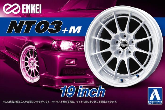 Aoshima 1/24 ENKEI NT03+M 19" 4pc Wheel & Tyre Set