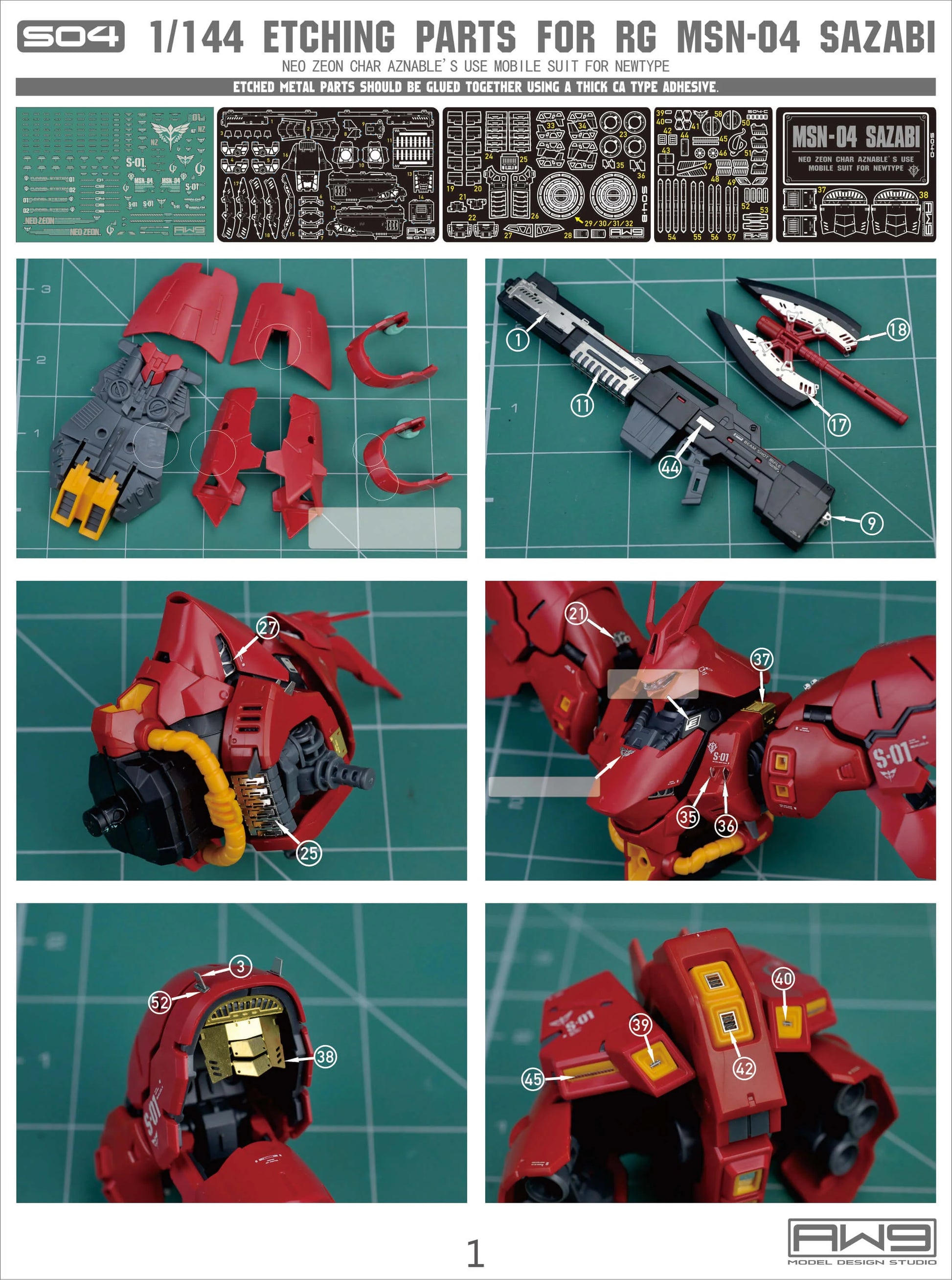 Madworks AW9 Detail-Up Parts for 1/144 RG MSN-04 Sazabi S04