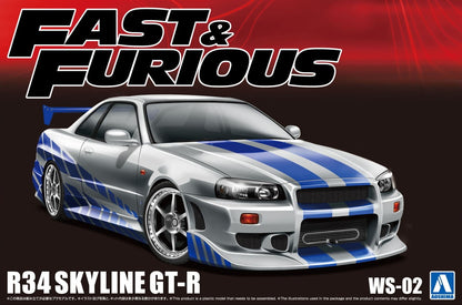Aoshima 1/24 Fast & Furious Brian O'Conner's R34 Skyline GT-R