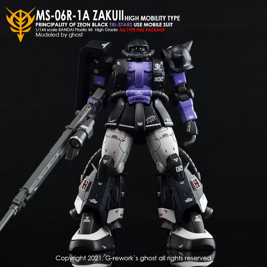 G-Rework Decals - HG Origins MS-06R-1A Zaku II (Black Tri-Stars Full Set) [CD-H152]