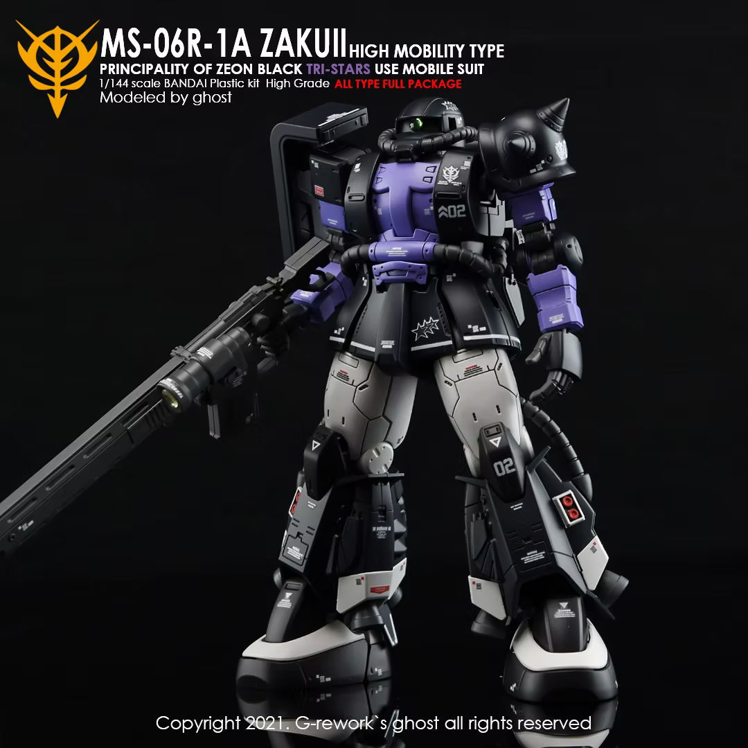 G-Rework Decals - HG Origins MS-06R-1A Zaku II (Black Tri-Stars Full Set) [CD-H152]