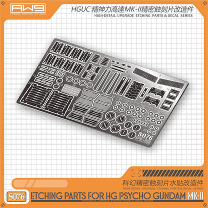 AW9 S76 photo-etched parts with decals for 1/144 HG MRX-010 Psycho Gundam MK-II