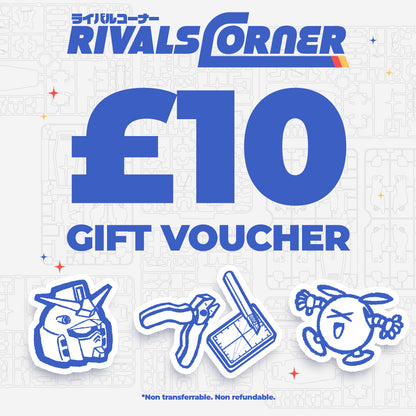 Rivals Corner £10 gift voucher with cartoon illustrations on a light gray background