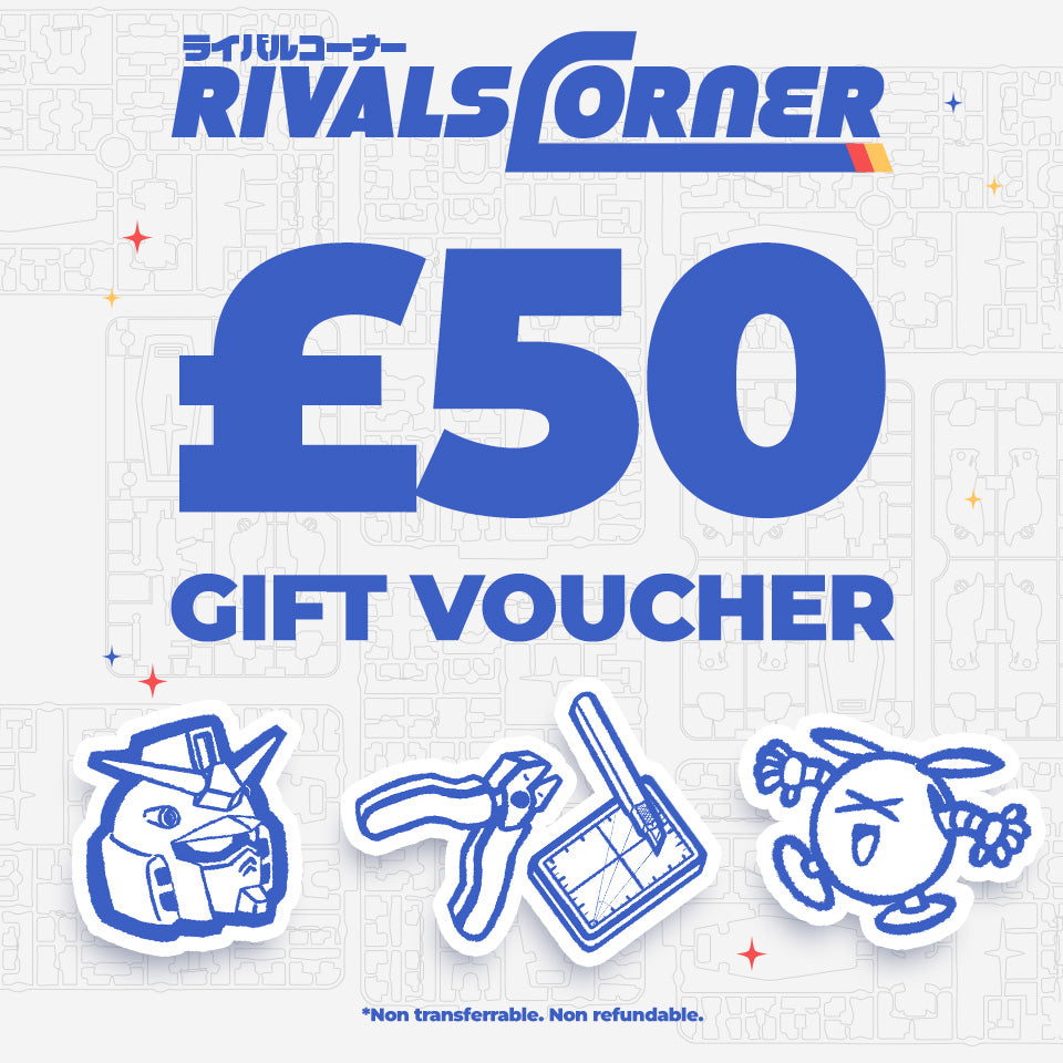Rivals Corner gift voucher worth £50 with cartoon illustrations on a light blue background