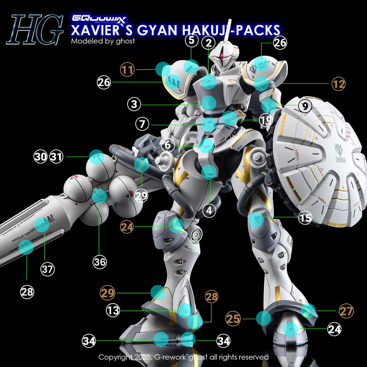 G-Rework Decals - HG Xavier's Gyan Hakuji-Packs GQ [CD-GQ05]