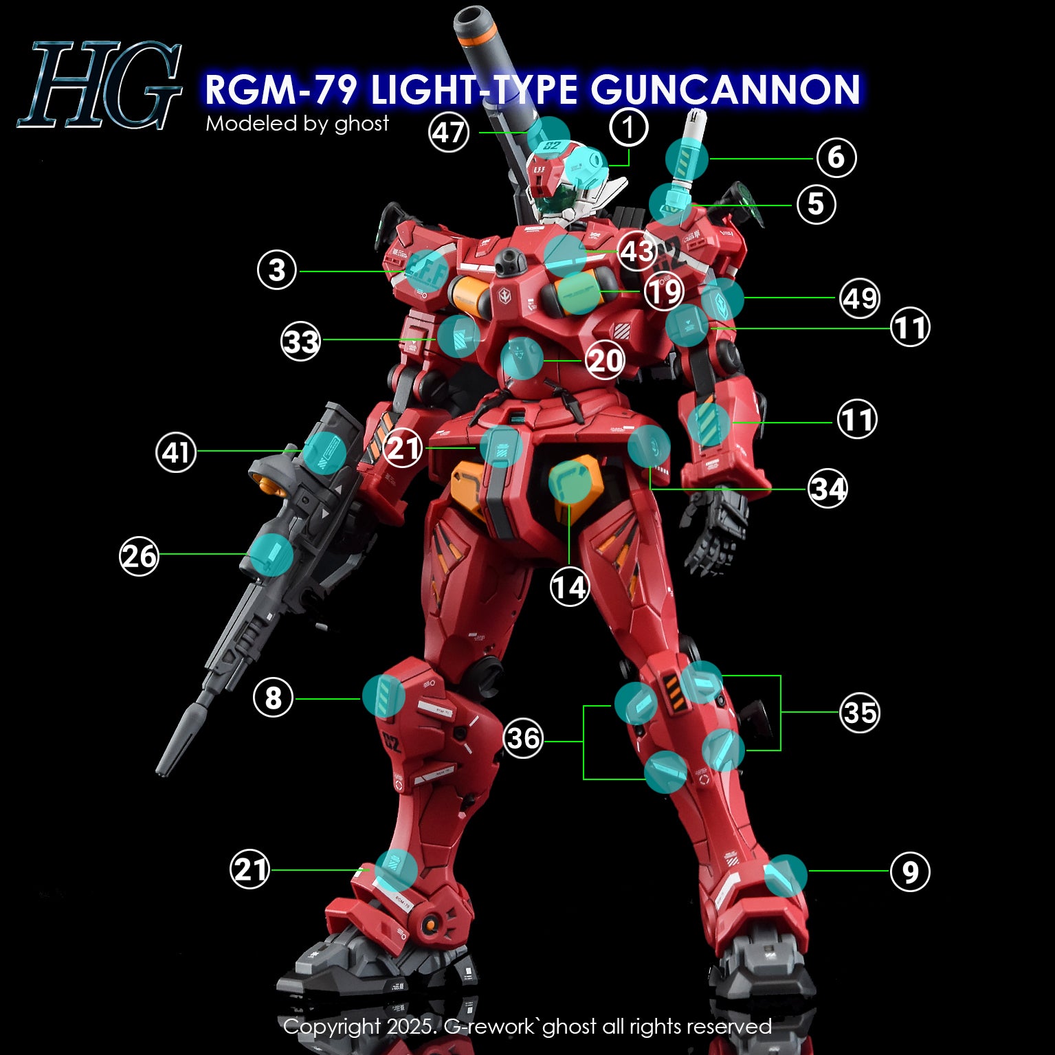 G-Rework Decals - HG Light-Type Guncannon GQ [CD-GQ07]