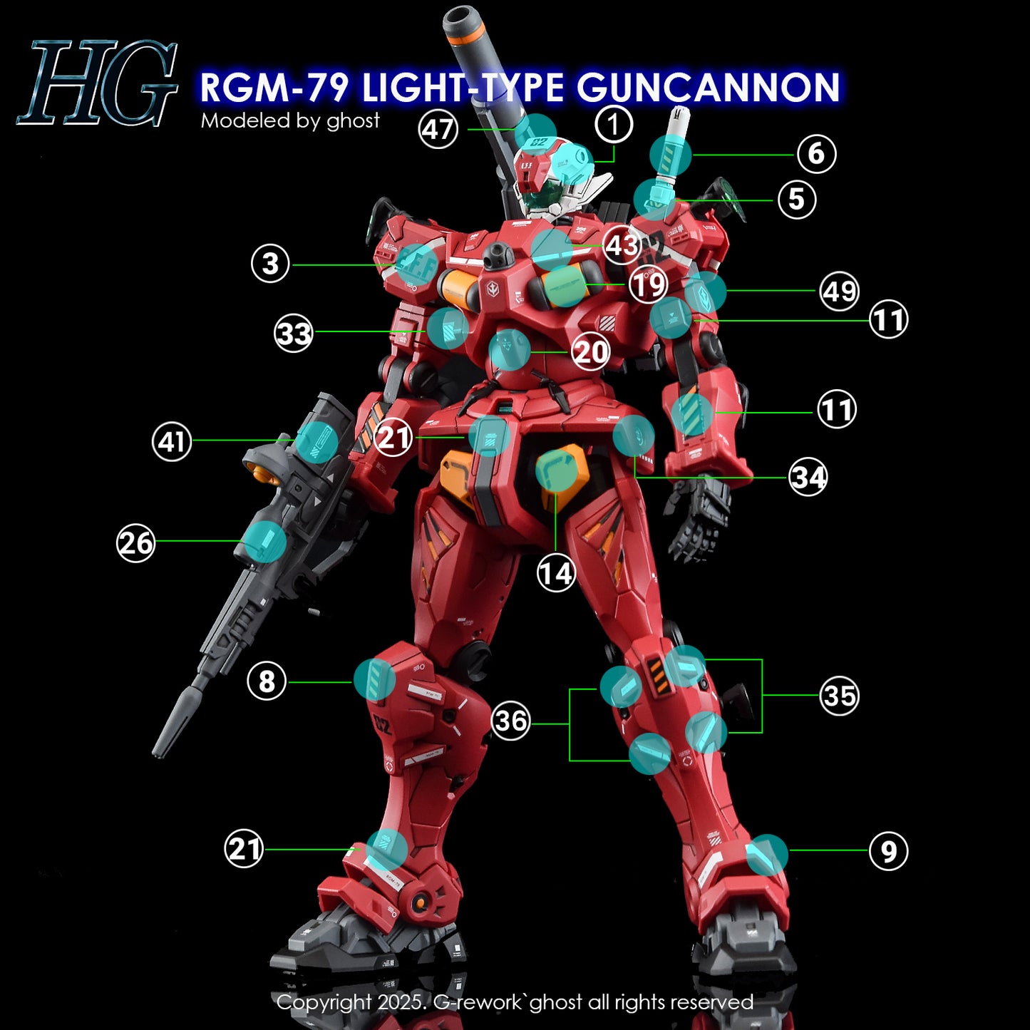 G-Rework Decals - HG Light Type Guncannon [CD-H-GQ07]