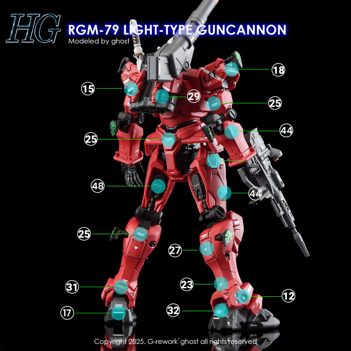 G-Rework Decals - HG Light Type Guncannon [CD-H-GQ07]