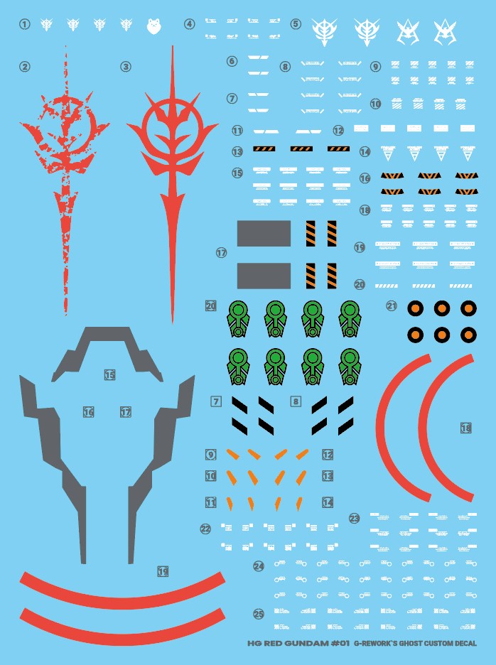 G-Rework Decals - HG Red Gundam GQ [CD-GQ04]