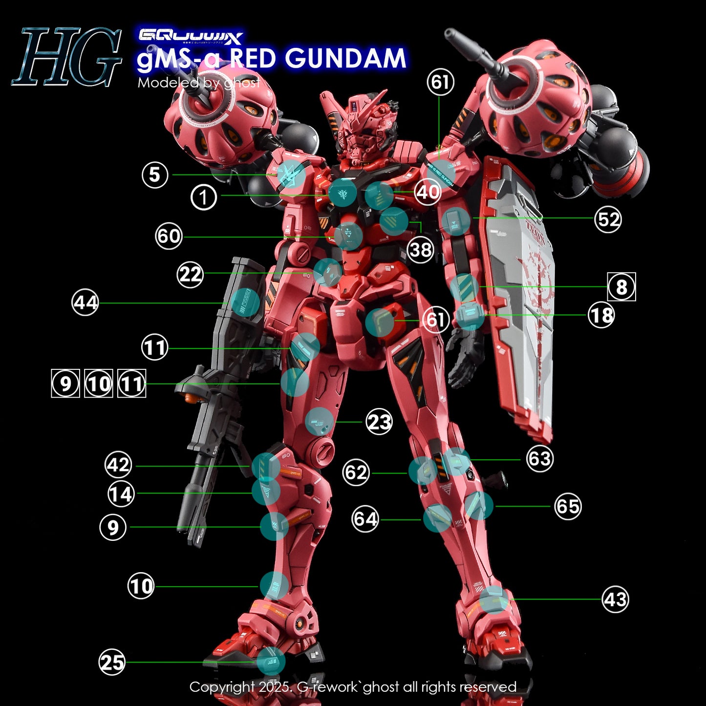 G-Rework Decals - HG Red Gundam GQ [CD-GQ04]