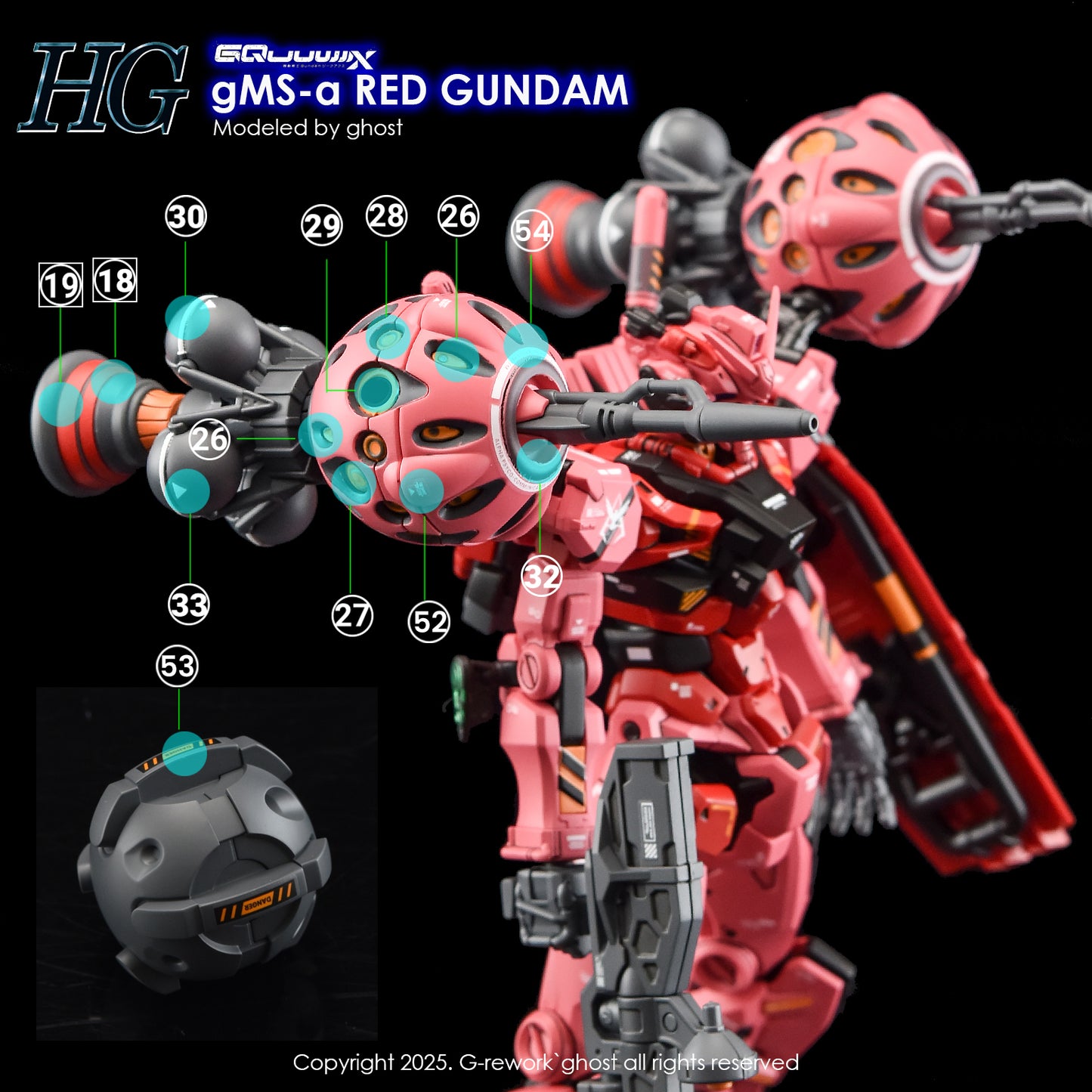 G-Rework Decals - HG Red Gundam GQ [CD-GQ04]