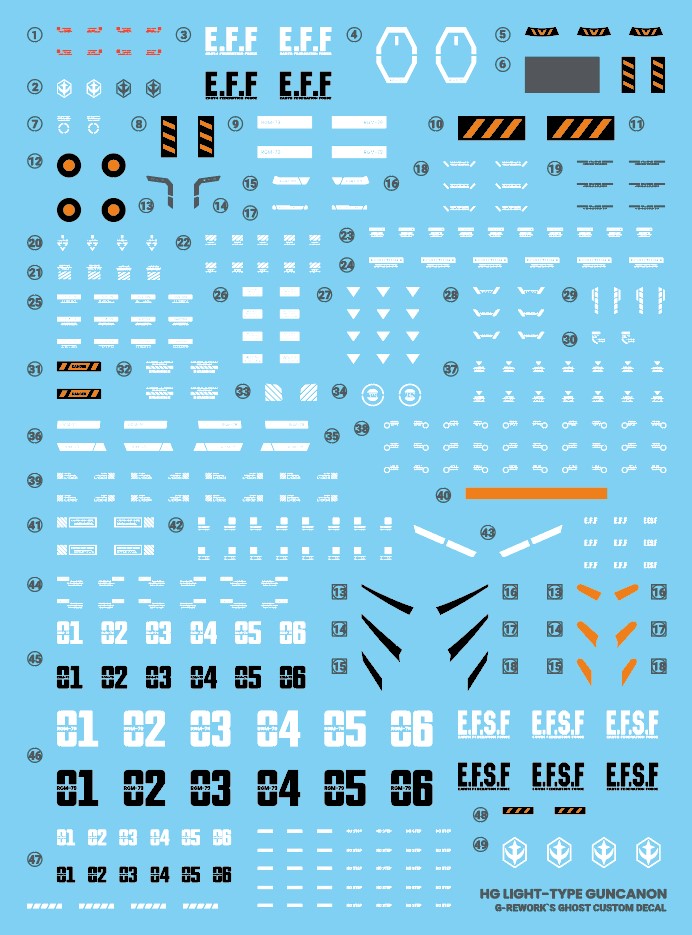 G-Rework Decals - HG Light Type Guncannon [CD-H-GQ07]