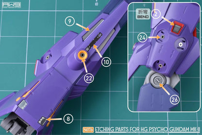 AW9 S76 photo-etched parts with decals for 1/144 HG MRX-010 Psycho Gundam MK-II