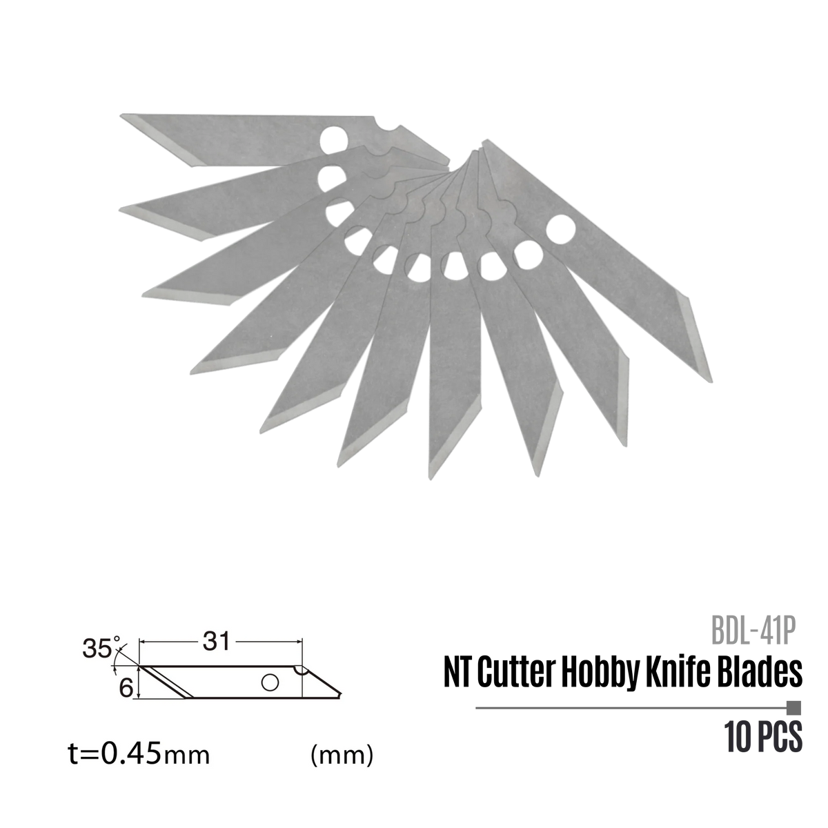 Madworks BDL-41P NT Cutter Hobby Knife Blades (35°) - 10 pcs