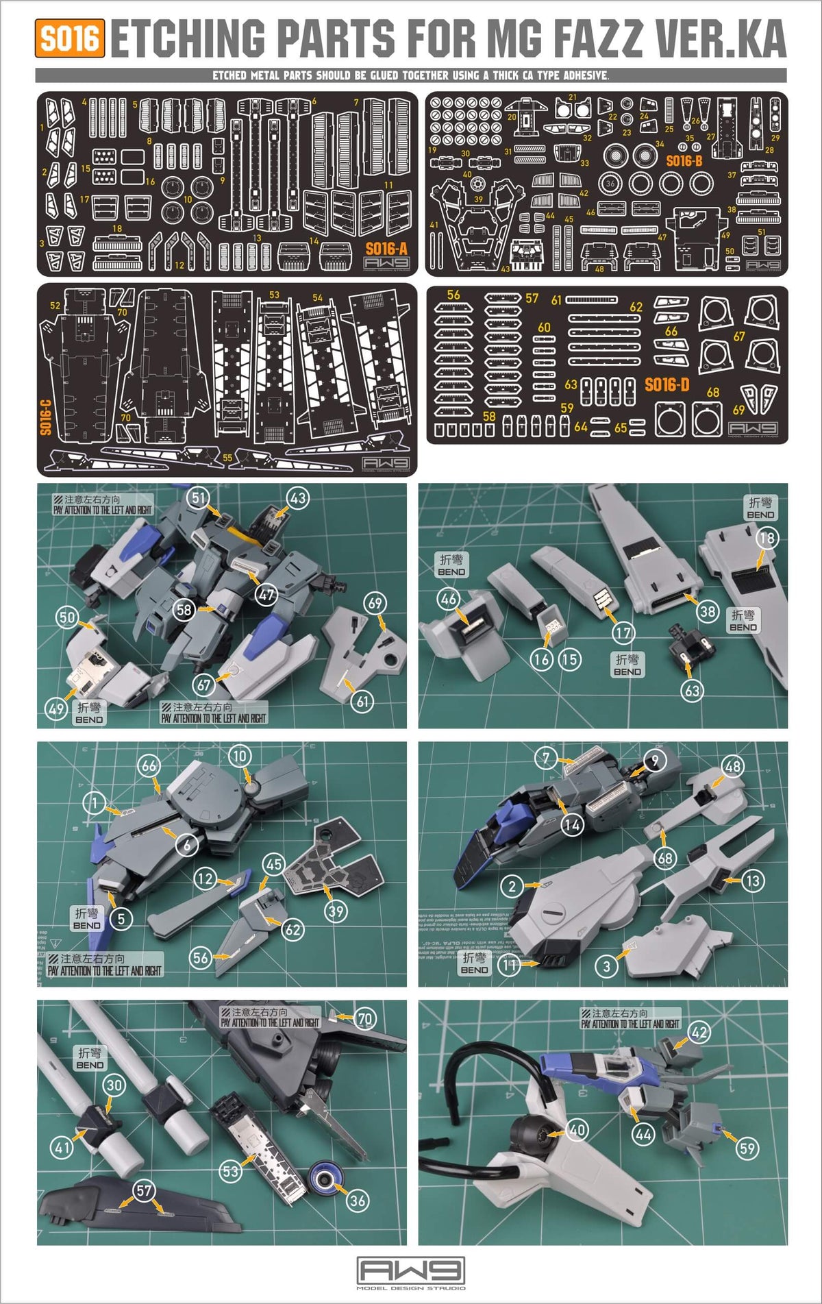 Madworks AW9 S16 Etching Parts for MG FAZZ VER. KA