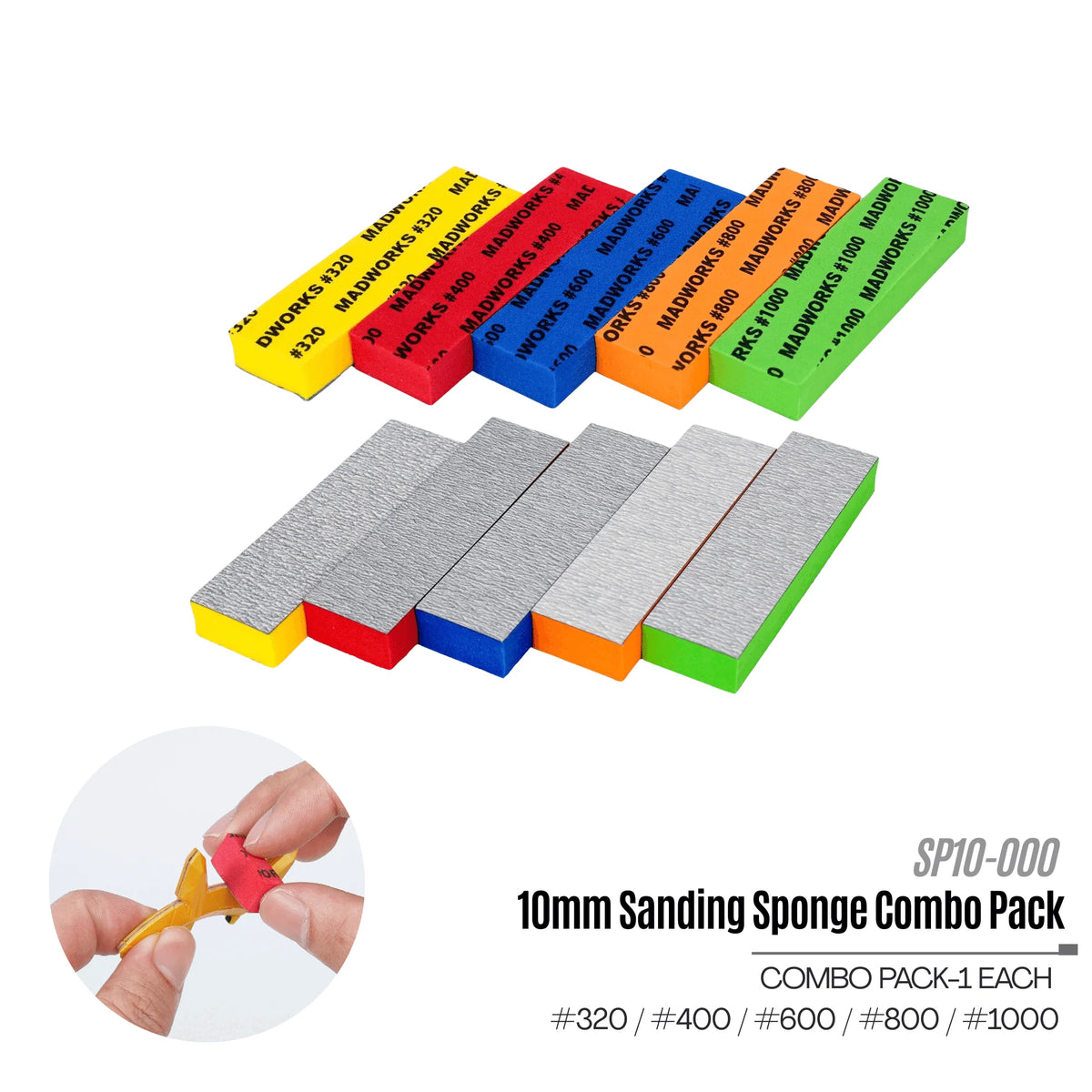 Madworks SP10-000 Sanding Sponge Combo Pack Standard 10mm