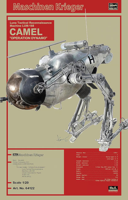 Hasegawa 1/20 Maschinen Krieger Luna Tactical Reconnaissance LUM-168 CAMEL Operation Dynamo